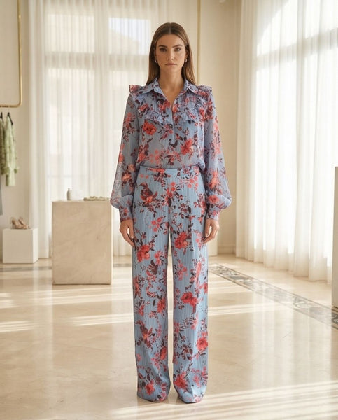 Chemise ECLAT-Pantalon CLARK Imp bleu