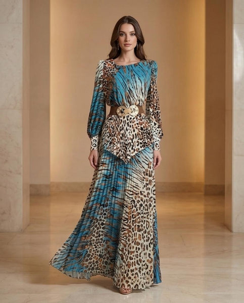 Haut KYOTO-Jupe FIDJI Imp turquoise