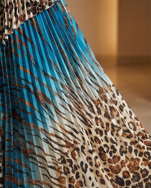 Haut KYOTO-Jupe FIDJI Imp turquoise