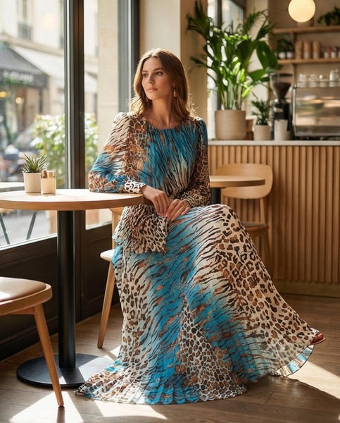 Haut KYOTO-Jupe FIDJI Imp turquoise