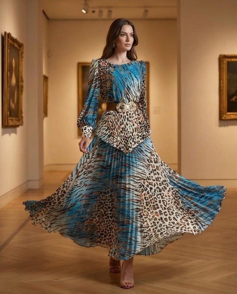 Haut KYOTO-Jupe FIDJI Imp turquoise