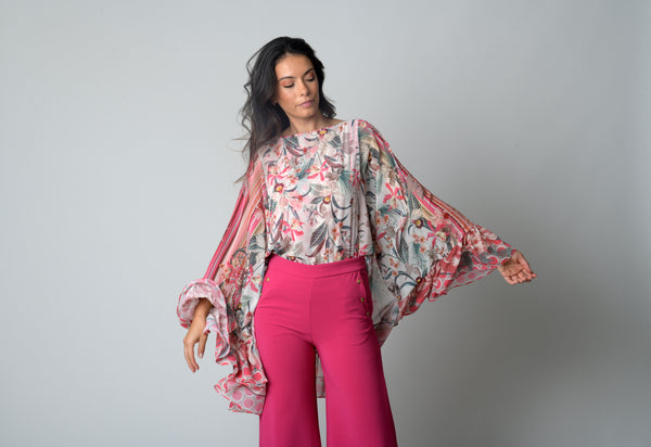 Tunique LAURA imp 191 -Pantalon ELISE Fushia